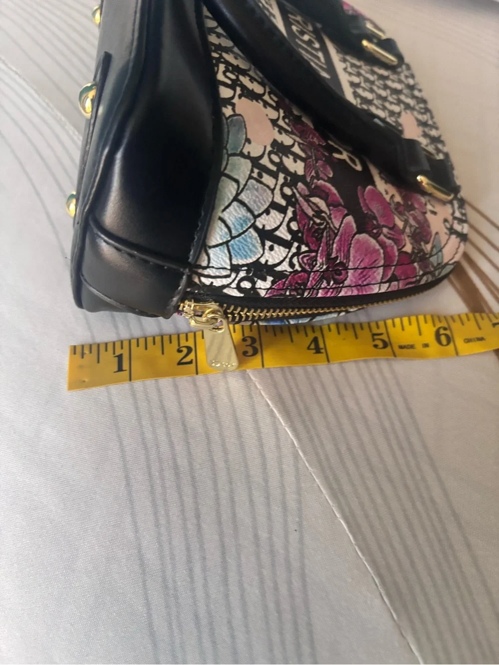 Inspired Dior Black Trim Floral Logo Dome Bag with Pink Accents